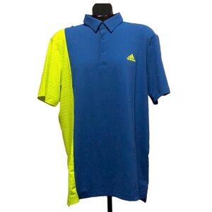 NEW Adidas Blue & Yellow Performance Golf/Polo Shirt, Size Large